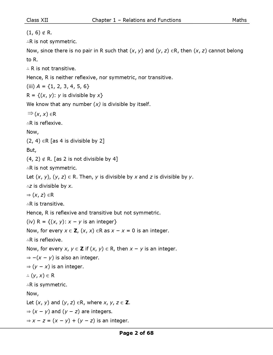NCERT Class 12 Maths Chapter 1 Relations and Functions Solutions Page 2
