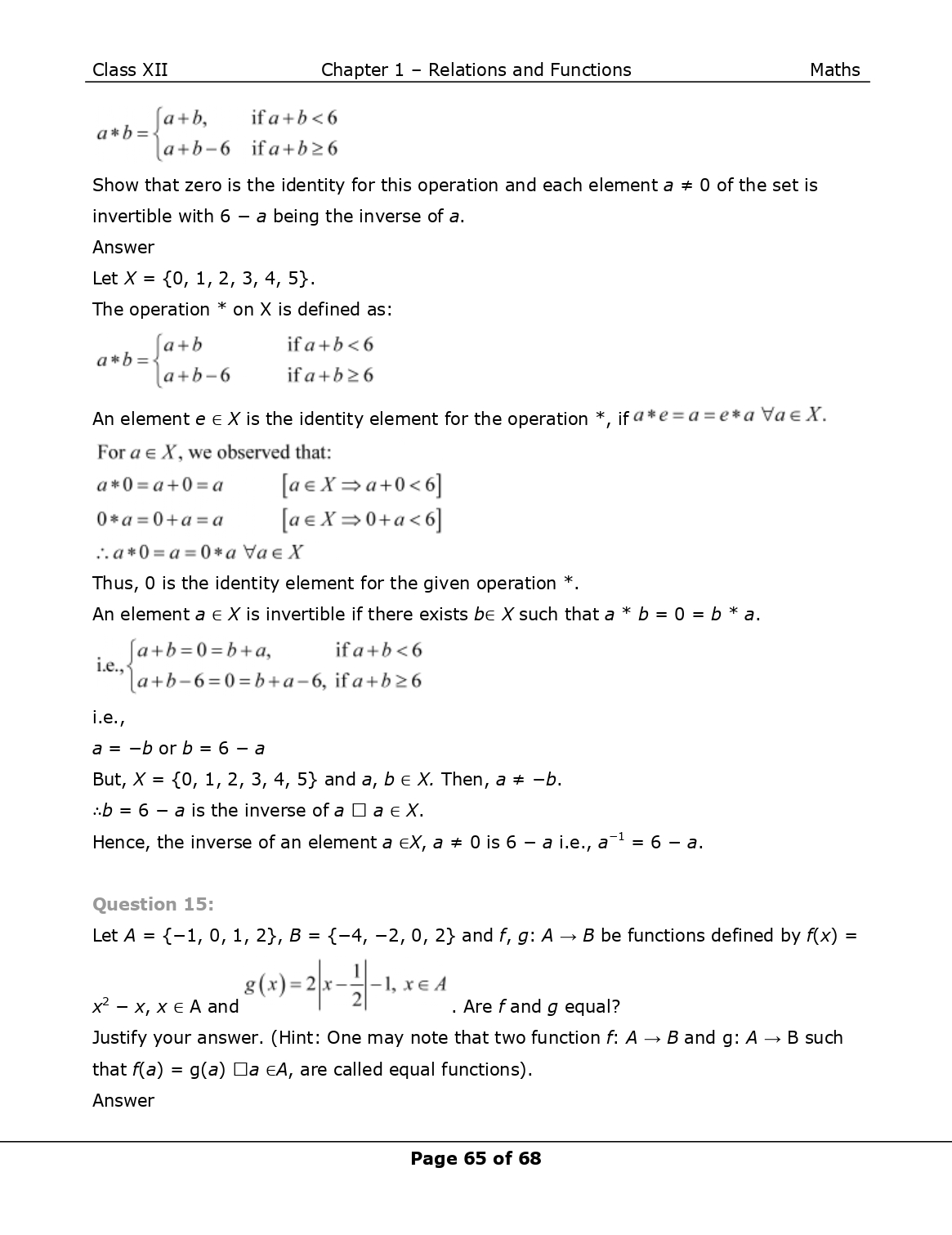 NCERT Class 12 Maths Chapter 1 Relations and Functions Solutions Page 65