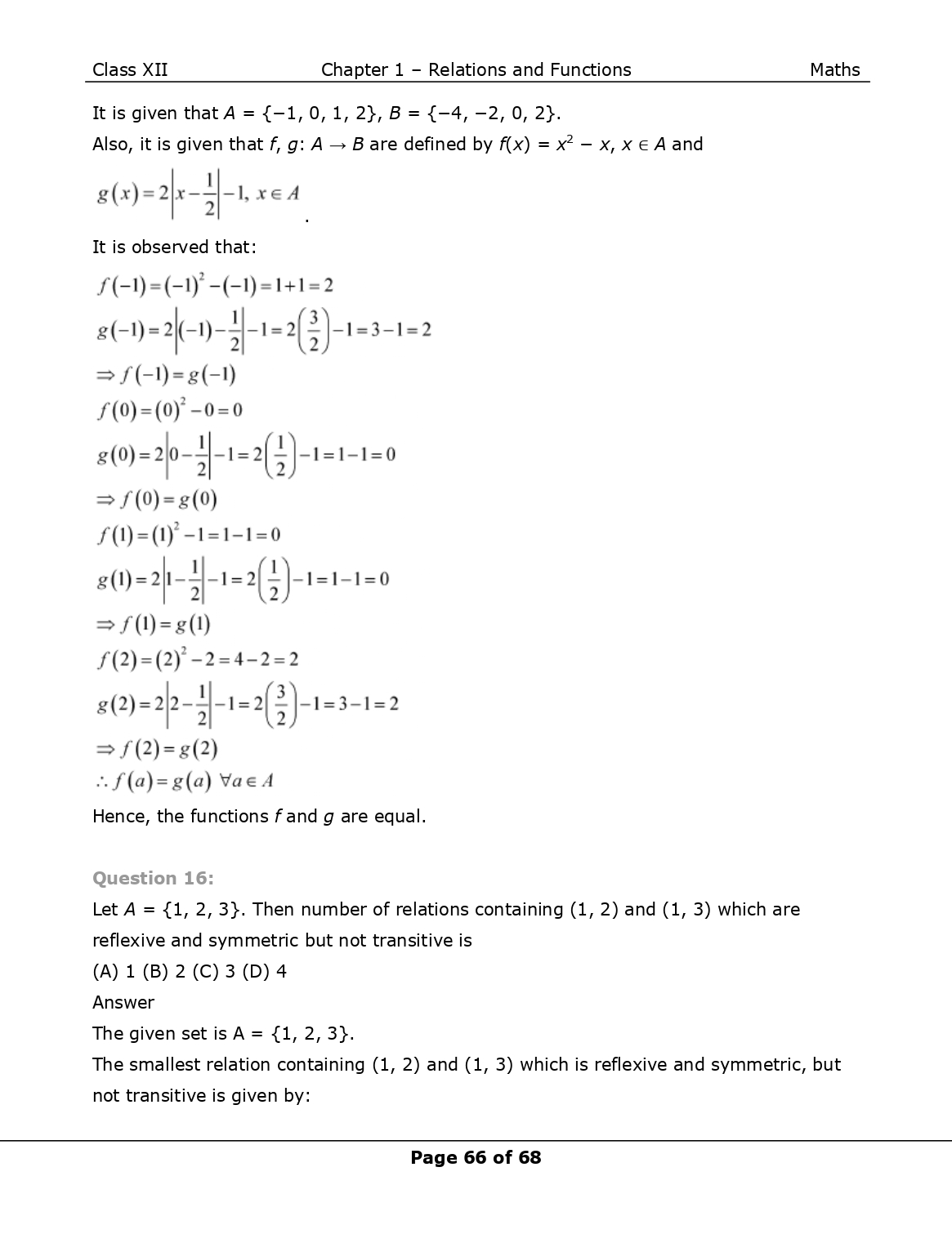 NCERT Class 12 Maths Chapter 1 Relations and Functions Solutions Page 66